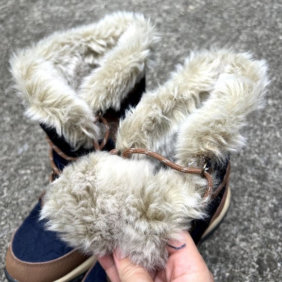 BearPaw Marina Hickory Quilted Waterproof Boot Boots Brown Navy Women's US 9 - Picture 9 of 10